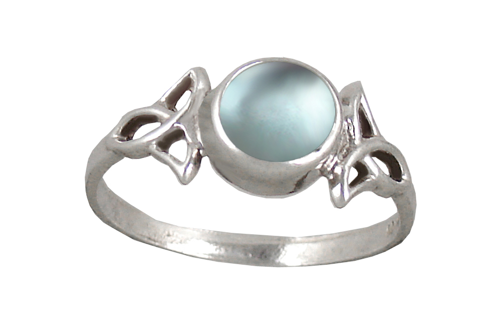 Sterling Silver Celtic Knotwork Ring With Blue Topaz Size 6